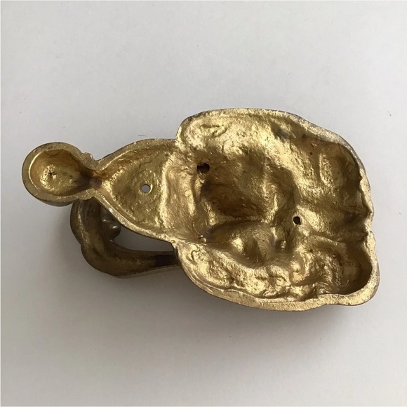 Lion Head Brass Door Knocker Heavy Cast Metal 5 1/2” Cast Striker Patina Vintage - Picture 9 of 12